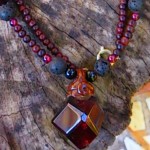 Garnet with lava stone and ebony wood